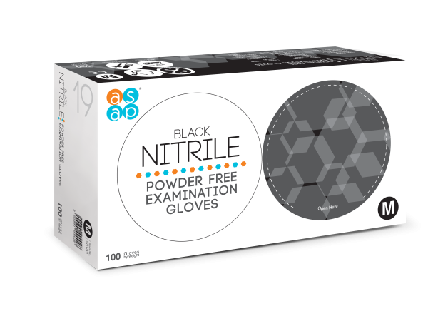 Black Nitrile Gloves Powder Free 3.5g - ASAP