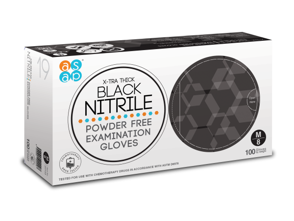 Black Nitrile Gloves X‑TRA Thick – ASAP, powder-free disposable gloves Ireland