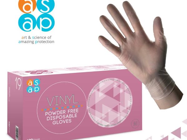 ASAP clear powder free vinyl disposable gloves 100 pack