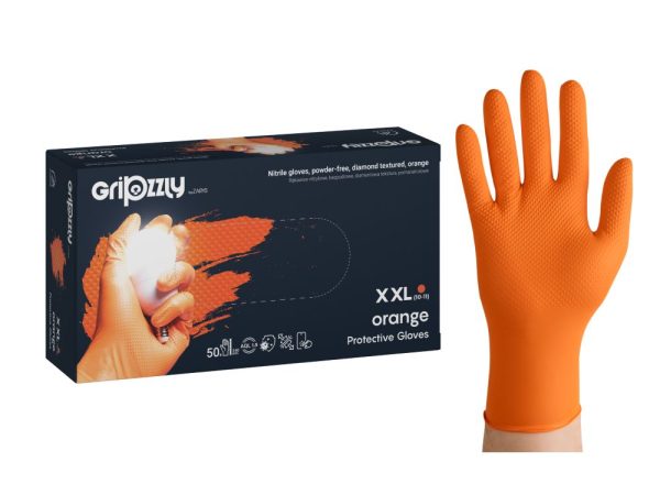 Orange Nitrile Gloves ZARYS Gripzzly