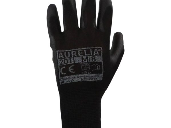 PU Coated Work Gloves – Aurelia 201 black polyester liner gloves